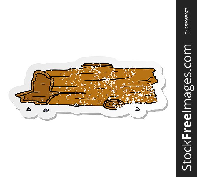 distressed sticker cartoon doodle of a tree log