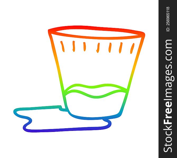 Rainbow Gradient Line Drawing Cartoon Spilt Drink