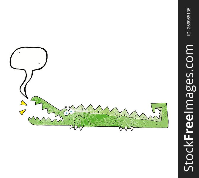freehand speech bubble textured cartoon crocodile