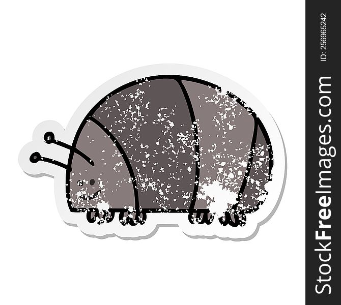 Distressed Sticker Of A Quirky Hand Drawn Cartoon Beetle