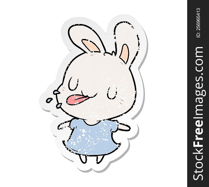 Distressed Sticker Of A Cartoon Rabbit