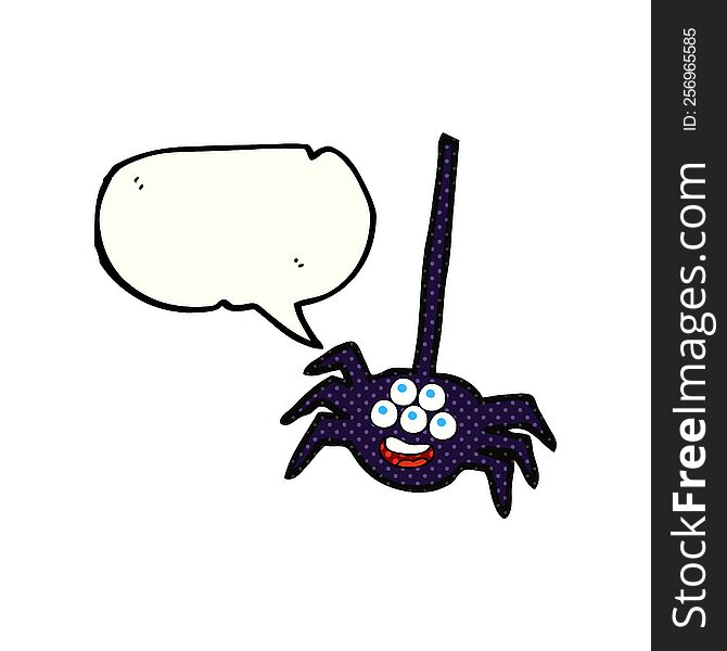freehand drawn comic book speech bubble cartoon halloween spider