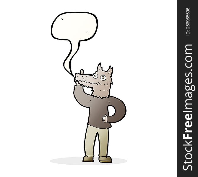Cartoon Werewolf With Idea With Speech Bubble
