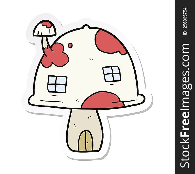 sticker of a cartoon mushroom house