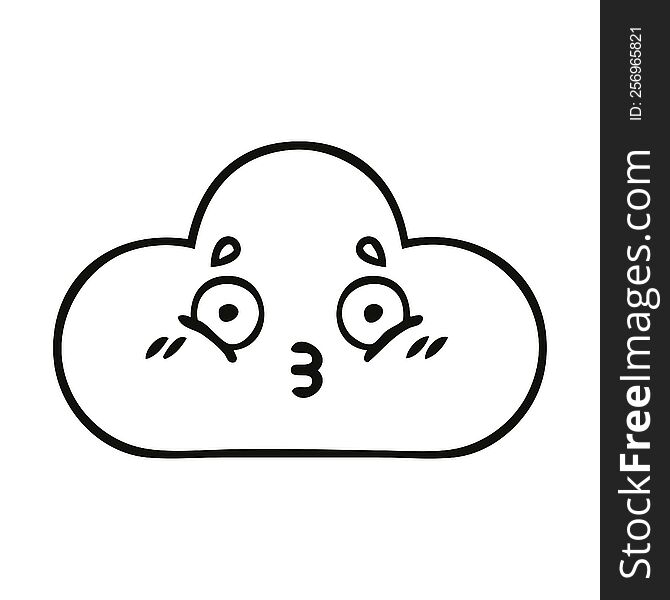 line drawing cartoon white cloud