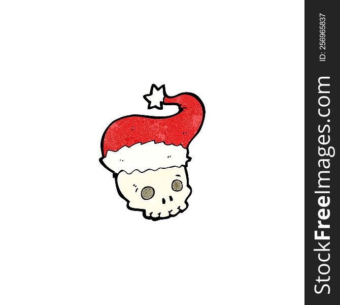 Cartoon Skull In Christmas Hat