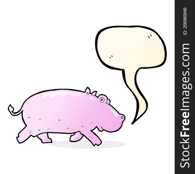 cartoon hippopotamus with speech bubble