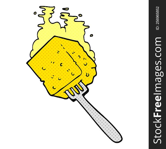 Comic Book Style Cartoon Cheese On Fork