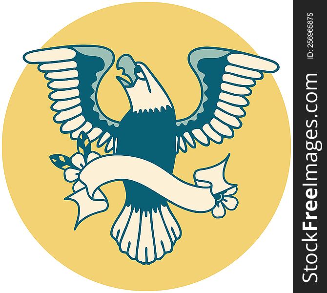 icon with banner of an american eagle
