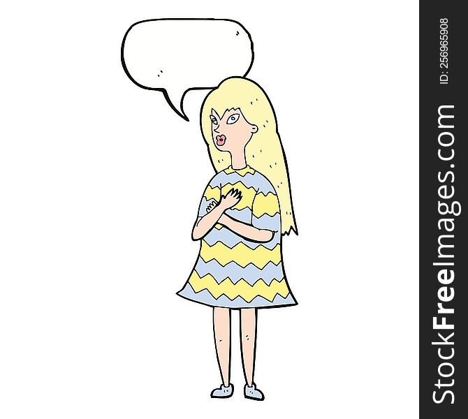 cartoon surprised girl with speech bubble