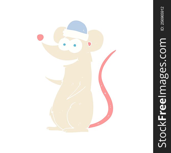 Flat Color Illustration Of A Cartoon Happy Mouse