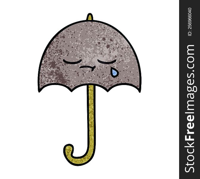 retro grunge texture cartoon umbrella