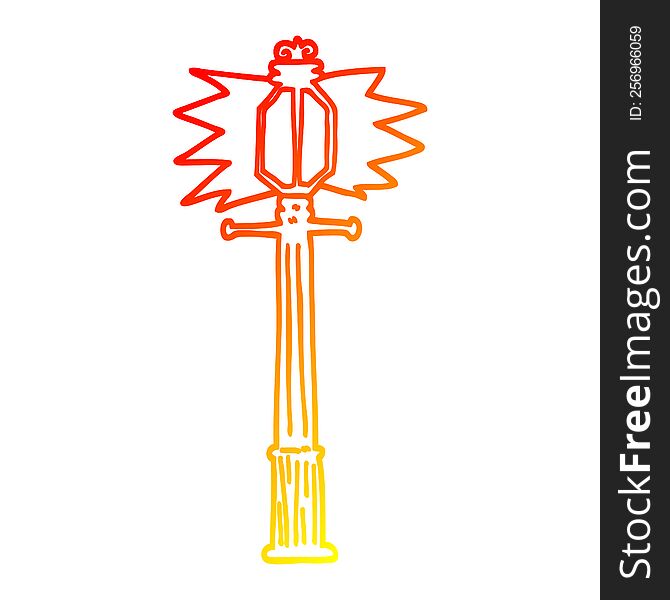 warm gradient line drawing of a cartoon lamp post