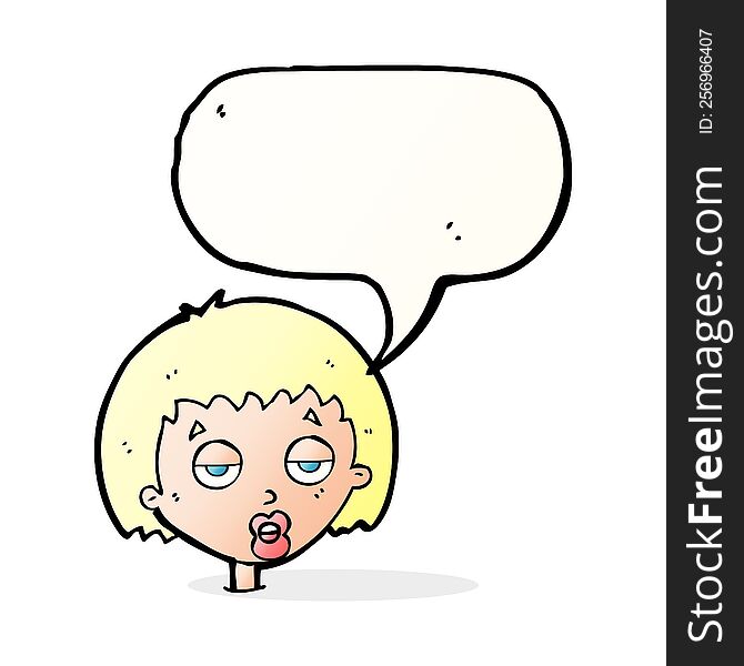 Cartoon Bored Woman With Speech Bubble