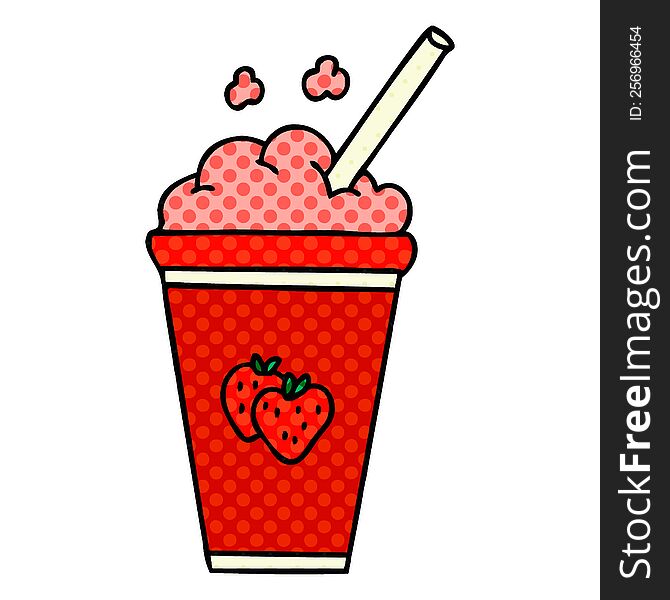 Quirky Comic Book Style Cartoon Strawberry Milkshake