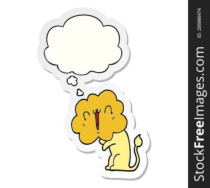 Cute Cartoon Lion And Thought Bubble As A Printed Sticker