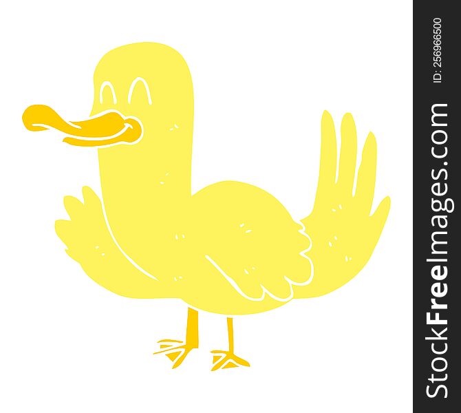 Flat Color Illustration Of A Cartoon Duck
