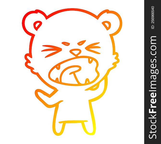 warm gradient line drawing of a angry cartoon bear shouting