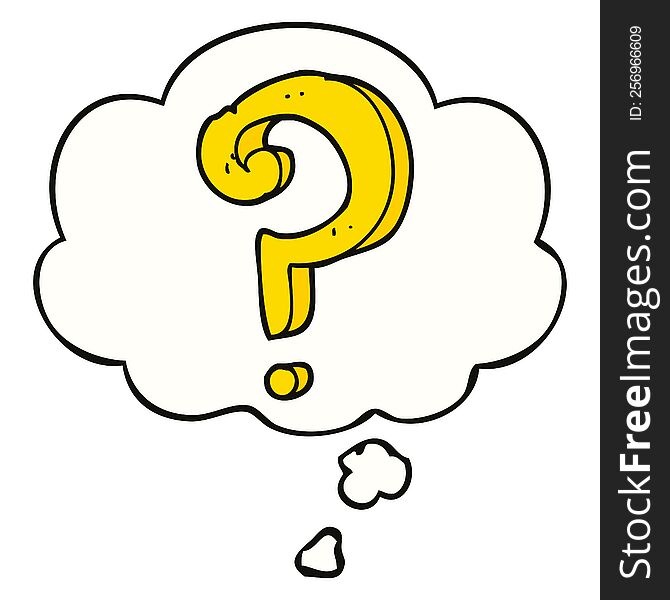 cartoon question mark with thought bubble. cartoon question mark with thought bubble