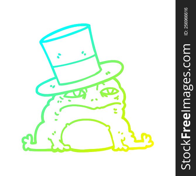 cold gradient line drawing of a cartoon rich toad