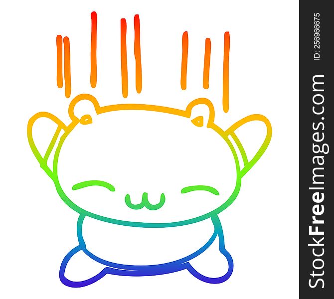 Rainbow Gradient Line Drawing Cartoon Jumping Bear
