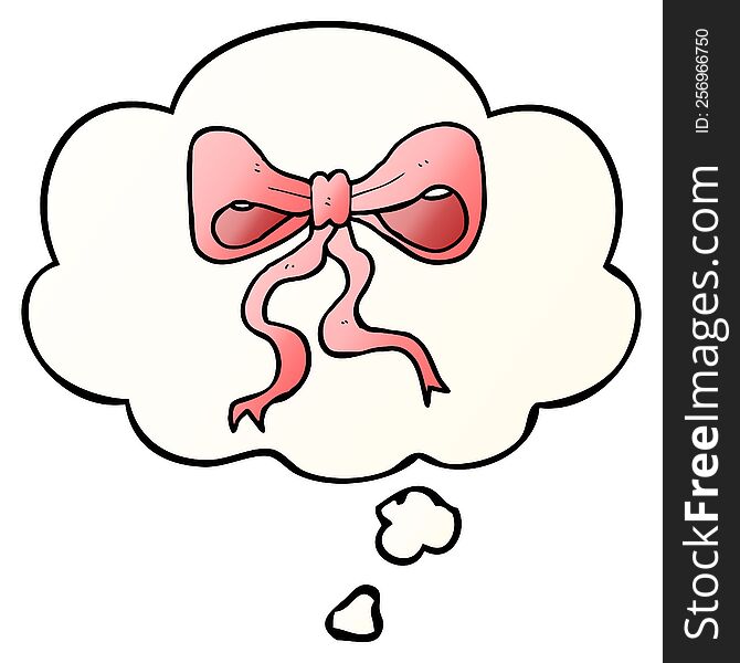 cartoon bow with thought bubble in smooth gradient style