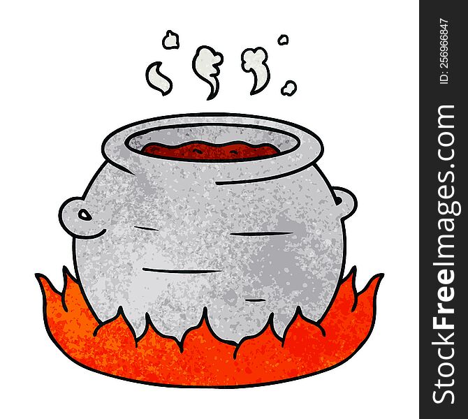 hand drawn textured cartoon doodle of a pot of stew