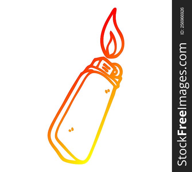 warm gradient line drawing of a cartoon disposable lighter