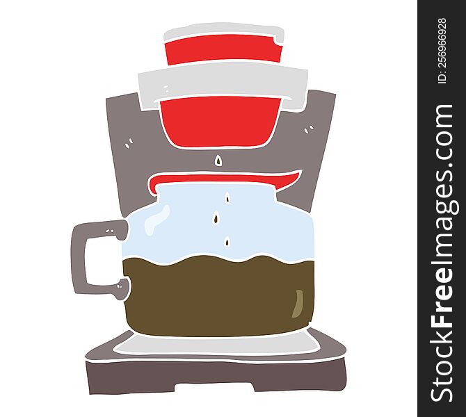 Flat Color Illustration Of A Cartoon Coffee Maker