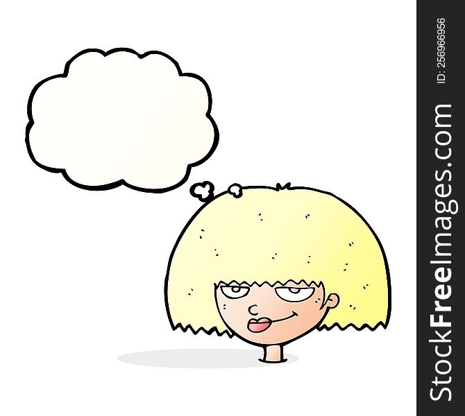 Cartoon Mean Female Face With Thought Bubble