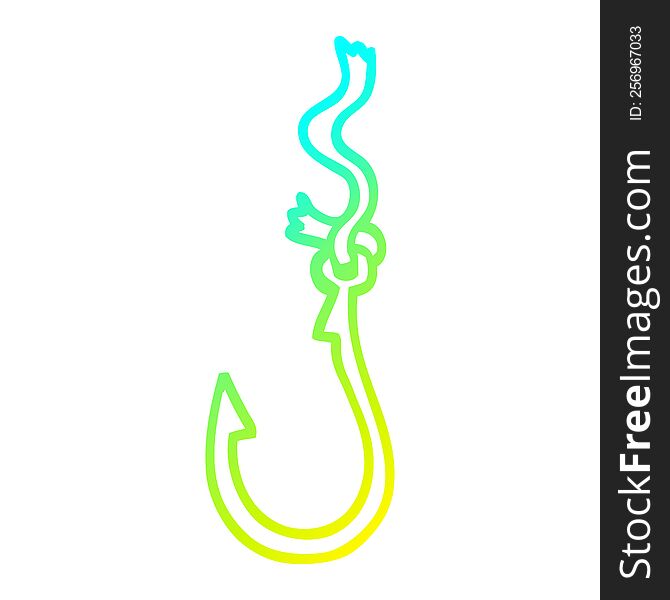 cold gradient line drawing of a cartoon fish hook