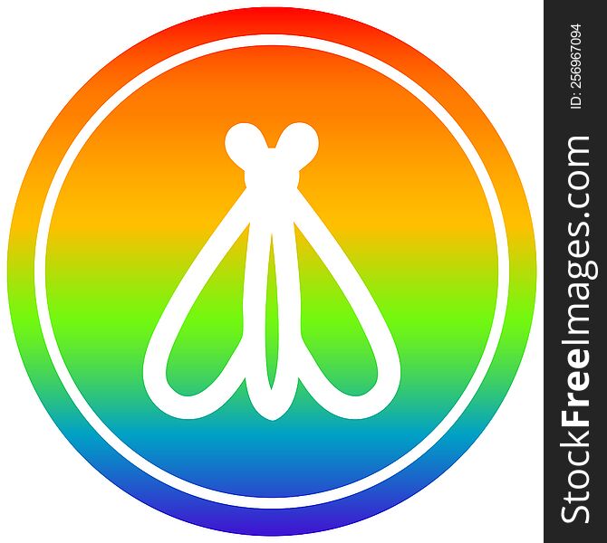 flying insect circular icon with rainbow gradient finish. flying insect circular icon with rainbow gradient finish