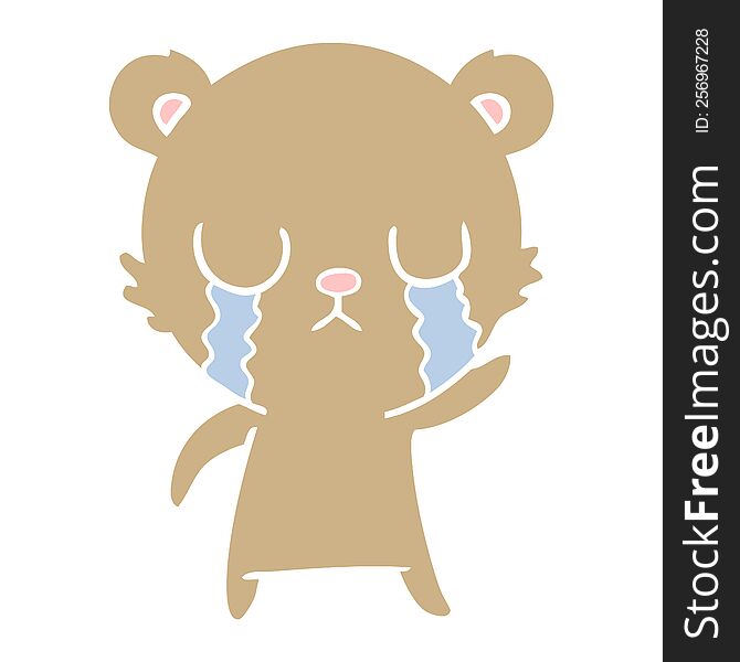 crying flat color style cartoon bear