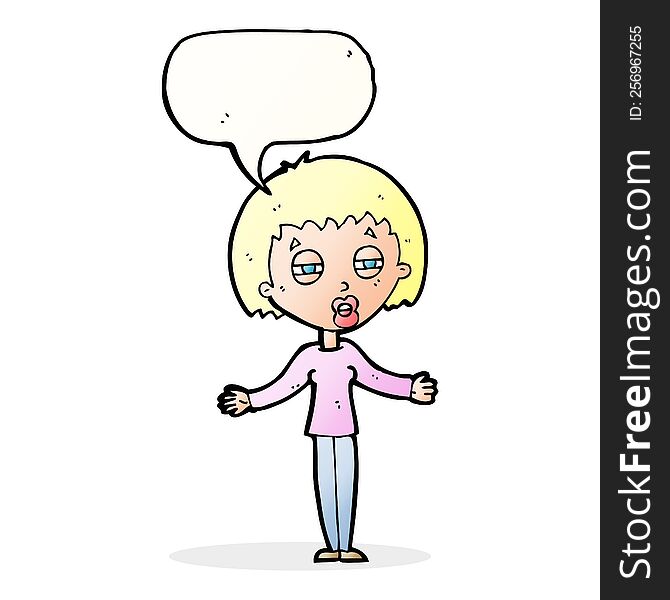 Cartoon Suspicious Woman With Speech Bubble