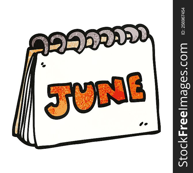 Cartoon Doodle Calendar Showing Month Of June