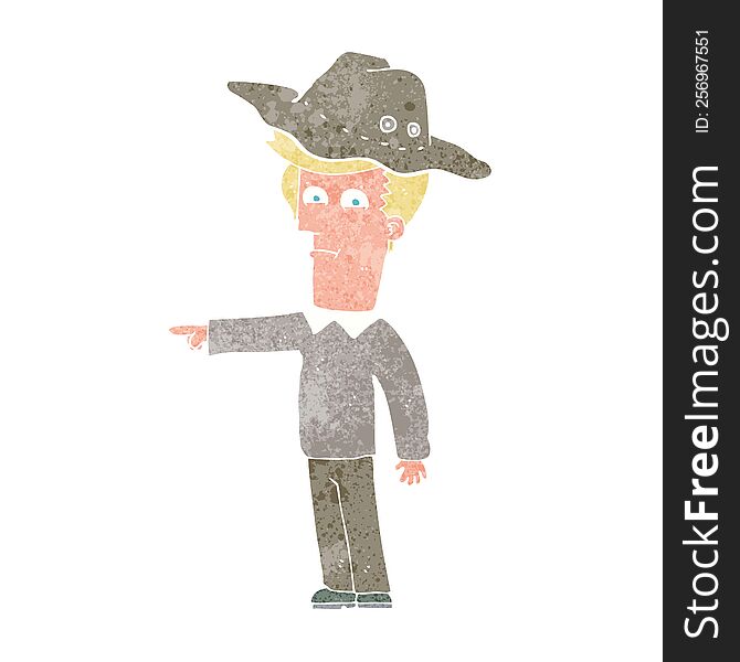 Cartoon Pointing Man Wearing Hat