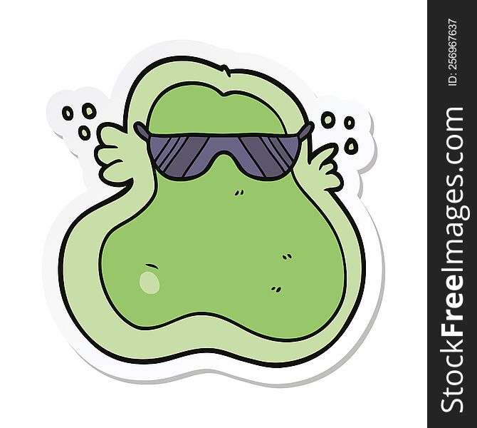 sticker of a cool cartoon amoeba