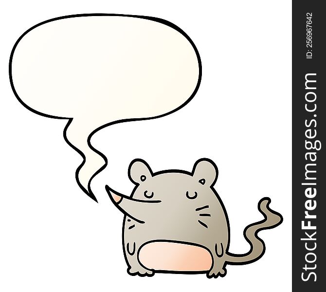 Cartoon Mouse And Speech Bubble In Smooth Gradient Style
