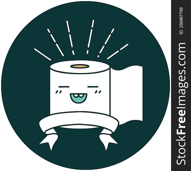 icon of a tattoo style toilet paper character
