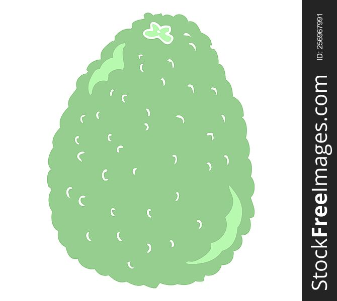 flat color illustration of a cartoon avocado