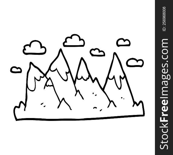 line drawing cartoon mountain range