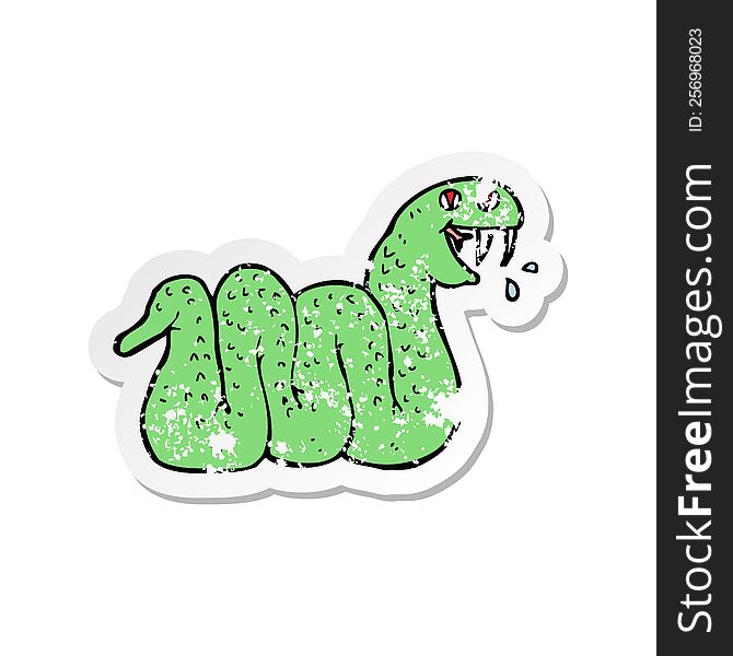 retro distressed sticker of a cartoon snake