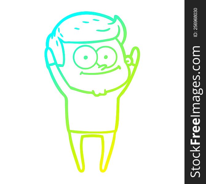 Cold Gradient Line Drawing Cartoon Happy Man
