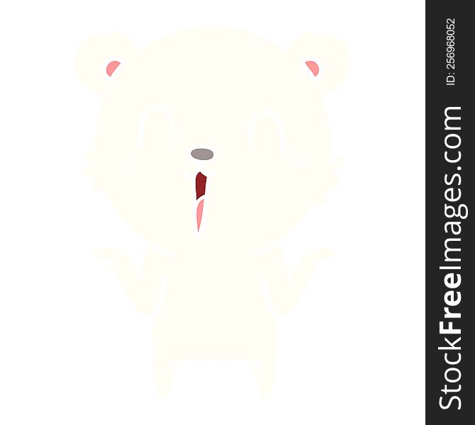 Happy Flat Color Style Cartoon Polar Bear With No Worries