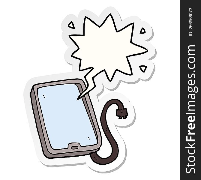 Cartoon Computer Tablet And Speech Bubble Sticker