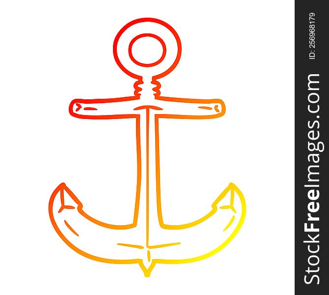 warm gradient line drawing of a cartoon anchor