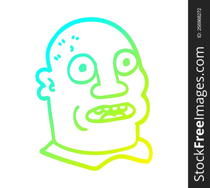 cold gradient line drawing of a cartoon mans head