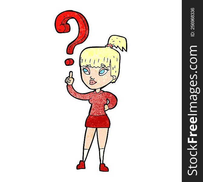 Cartoon Woman With Question