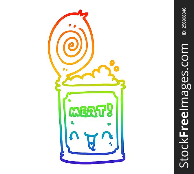 rainbow gradient line drawing of a cartoon canned meat