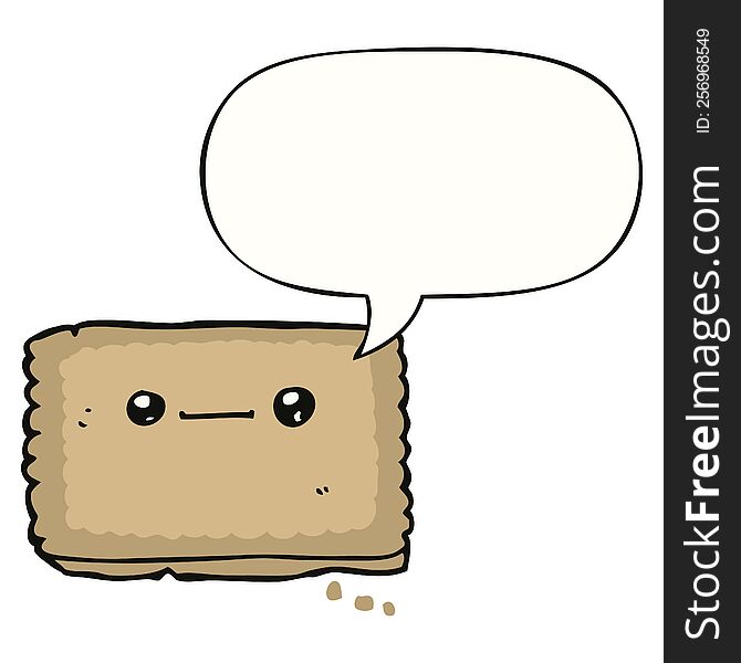 Cartoon Biscuit And Speech Bubble